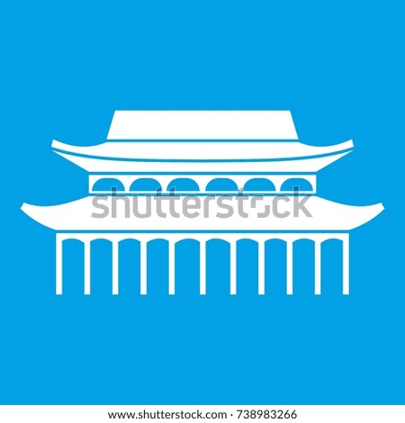 Buddha Toothe Relic Temple in Singapore icon white isolated on blue background  illustration