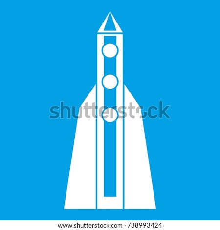 Rocket icon white isolated on blue background  illustration
