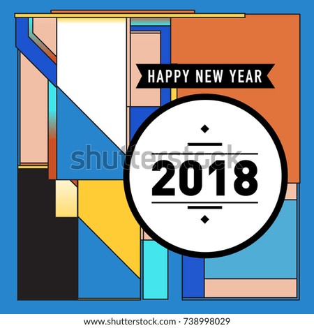 Happy New Year Card with Colorful abstract design. Vector elements for calendar and greeting card.