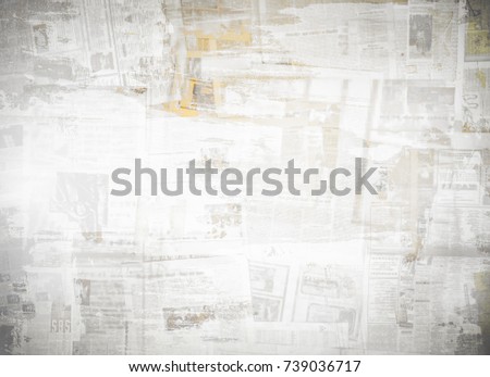OLD NEWS PAPER BACKGROUND, SCRATCHED PAPER TEXTURE Royalty-Free Stock Photo #739036717