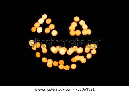Orange bokeh , Halloween, Face pumpkin