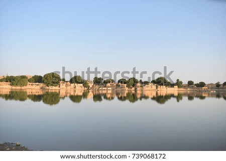 Historical monument gadisar lake jaisalmer Rajasthan India