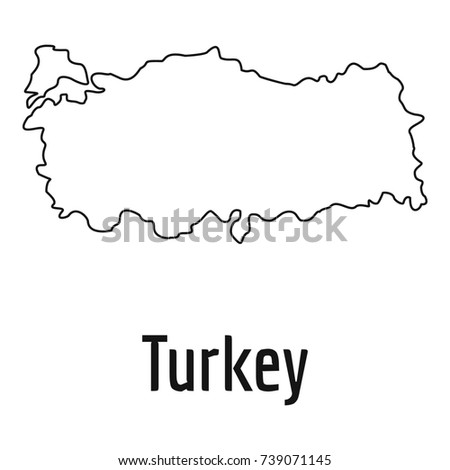 Turkey map thin line. Simple illustration of Turkey map  isolated on white background