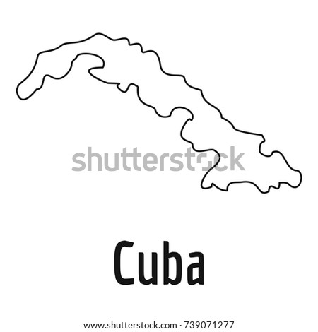 Cuba map thin line. Simple illustration of Cuba map  isolated on white background
