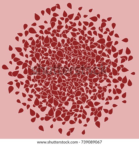 Vector Confetti Background Pattern. Element of design. Red petals on a pink background