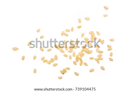 Sesame seeds isolated on white background top view Royalty-Free Stock Photo #739104475