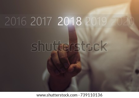 Businessman welcome year 2018. Business new year card concept / soft focus picture / Vintage concept