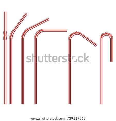 vector illustration of red colored disposable plastic drinking straw isolated on white background Royalty-Free Stock Photo #739119868