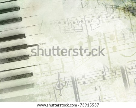 PIano keys in grunge style. Music concept.