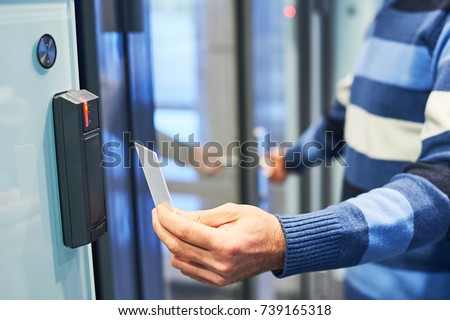 using electronic card key for access Royalty-Free Stock Photo #739165318