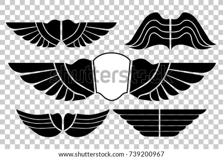 Simple Silhouette of Wings for your Element Design Logo, brand, community, team and other at Transparent Effect Background
