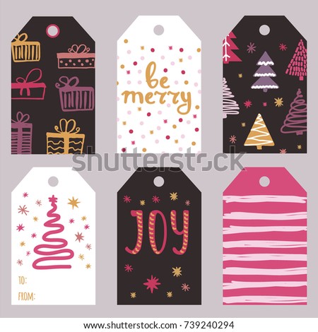 Colorful and bright christmas tags 
