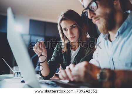 Business project team working together at meeting room at office.Horizontal.Blurred background.Flares Royalty-Free Stock Photo #739242352