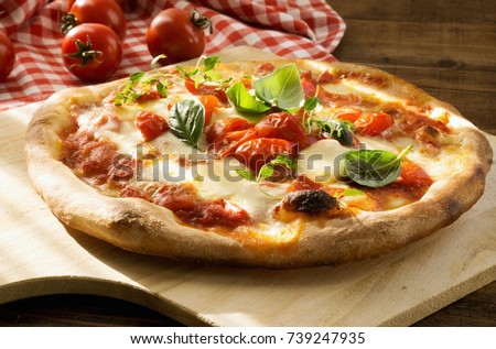 Fresh Homemade Italian Pizza Margherita Royalty-Free Stock Photo #739247935