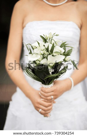 Wedding photosession. Wedding decorations. Wedding. Wedding design, white flowers. Romance. Love and relationships. fidelity and commitment. Bride in a white dress. bouquet