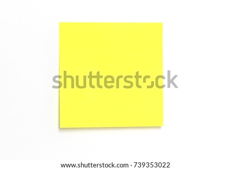 yellow square paper sticker on white background