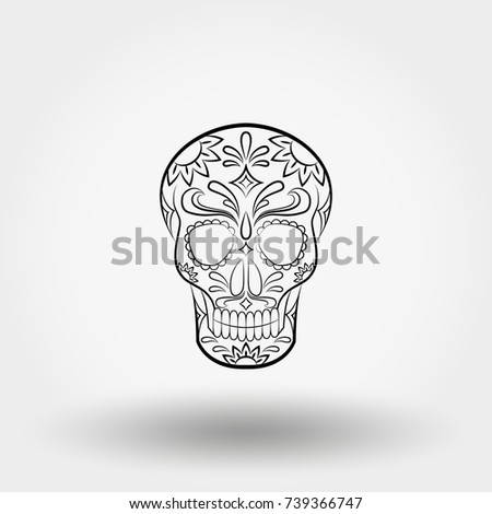 Day of the dead. Skull. Mexican. Icon for web and mobile application. Vector illustration on a white background. Flat design style.