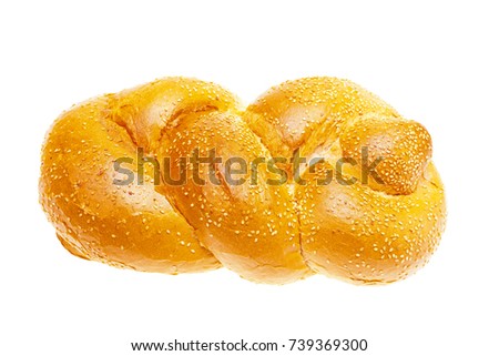 Challah for Shabbat isolated on white background
