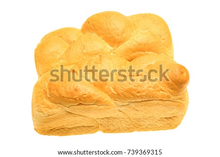 Two shaped challah for Shabbat isolated on white background
