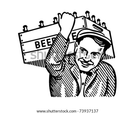 Man With Keg Of Beer - Retro Ad Art Illustration