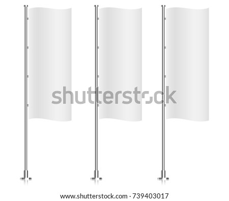 Vertical flag mockup. Banner white flag templates Royalty-Free Stock Photo #739403017