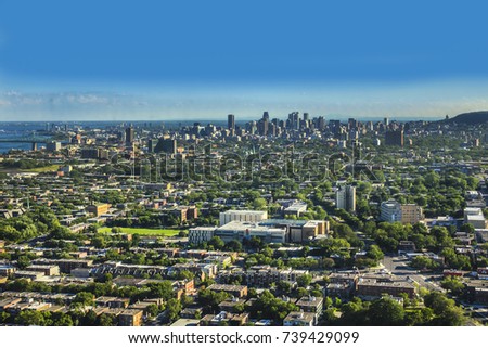 Scenic panorama of the city of Montreal. Quebec, Canada.