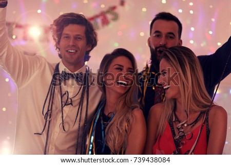 Picture showing group of friends having fun with at Party