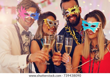 Picture showing group of friends having fun with at Party