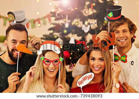 Group of friends having fun during Christmas