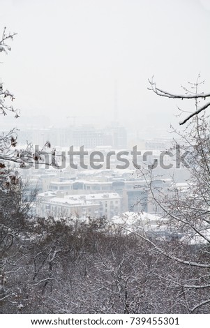 KIEV, UKRAINE - DECEMBER 2, 2016: Winter storm in the Ukrainian capital, Kiev, Ukraine