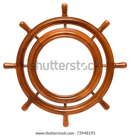 Wooden round frame in helm isolated on white background