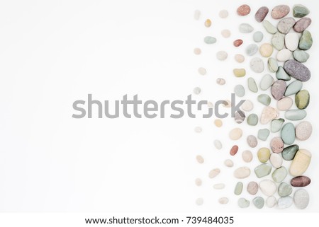 Background with sea pebbles. Pattern, top view.