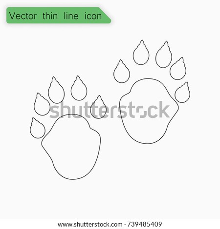 Foot animal sign. Vector. Line icon on white background.