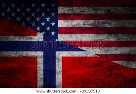 Country relations. Flags on textured background