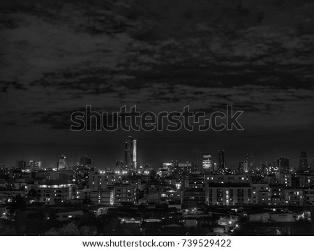 Bangkok city night view (Black and White)