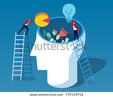 Throw data and ideas into the brain Royalty-Free Stock Photo #739534918