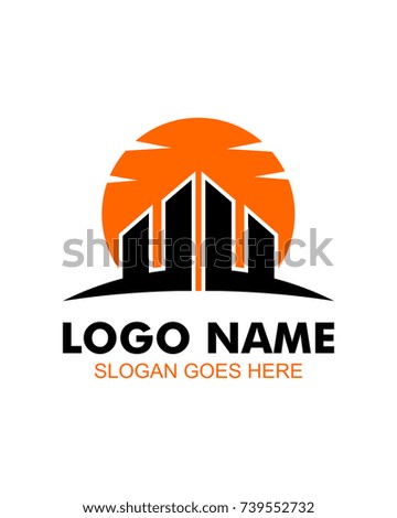 Sunset city logo template vector
