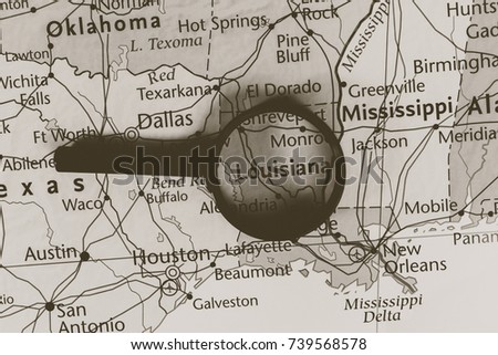 Louisiana on the map