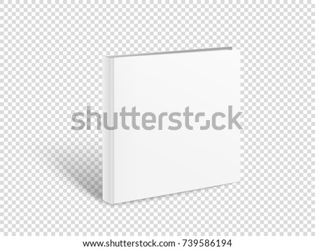 Blank square book vector mockup. Paper book isolated on transparent