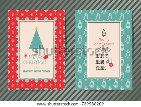 Merry Christmas vector graphic greeting card, Christmas and happy new year invitation card