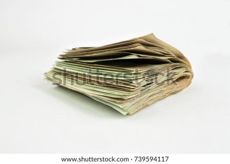 Photo banknote is used in business design related to finance, stocktaking, investments and savings. On a white background