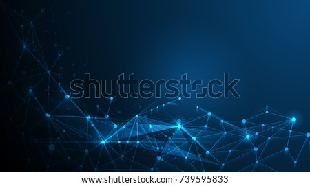 Abstract futuristic - Molecules technology with polygonal shapes on dark blue background. Illustration Vector design digital technology concept.  Royalty-Free Stock Photo #739595833