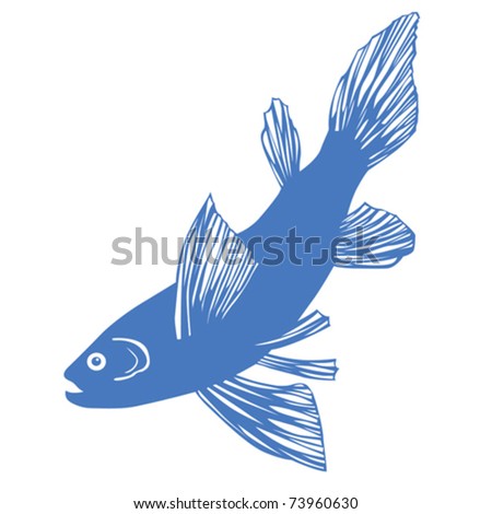 vector silhouette of fish on white background