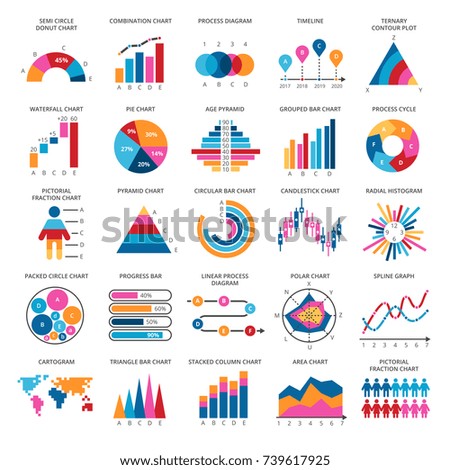 Business data graphs. Vector financial and marketing charts. Illustration of data financial graph and diagram