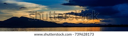 Panorama Light and beautiful sunset thailand