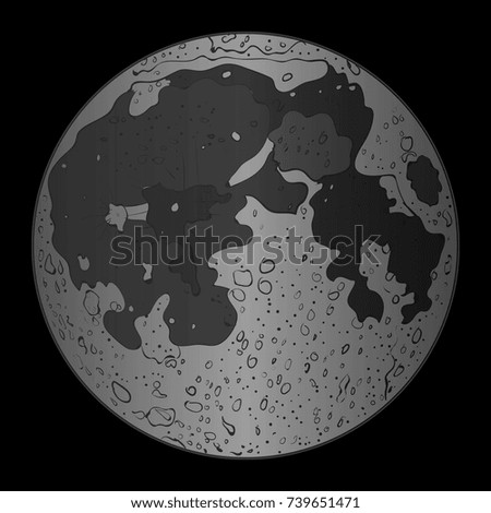 Moon in flat design style. Gibbous vector on dark background. Cartoon planet moon icon. Science astronomy Earth satellite in space
