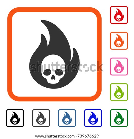 Hellfire icon. Flat gray pictogram symbol in an orange rounded squared frame. Black, gray, green, blue, red, orange color versions of Hellfire vector. Designed for web and app user interface.