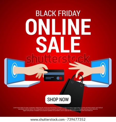 Black Friday online shopping concept Vector flat illustration