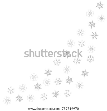 Festive decorative frame made of snowflakes on a white background. For posters, postcards, greeting for Christmas, new year. Vector illustration.