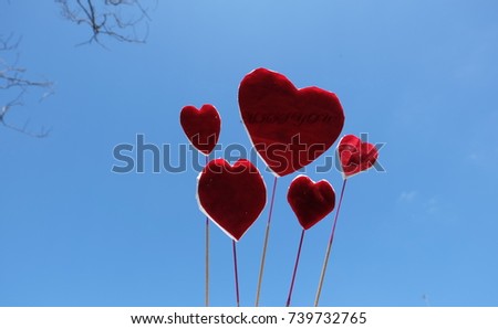 
Red heart Scattered in the sky on Valleys Day